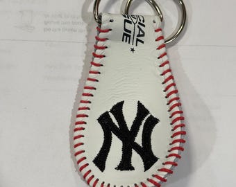 New York Yankees Leather Baseball Keychain