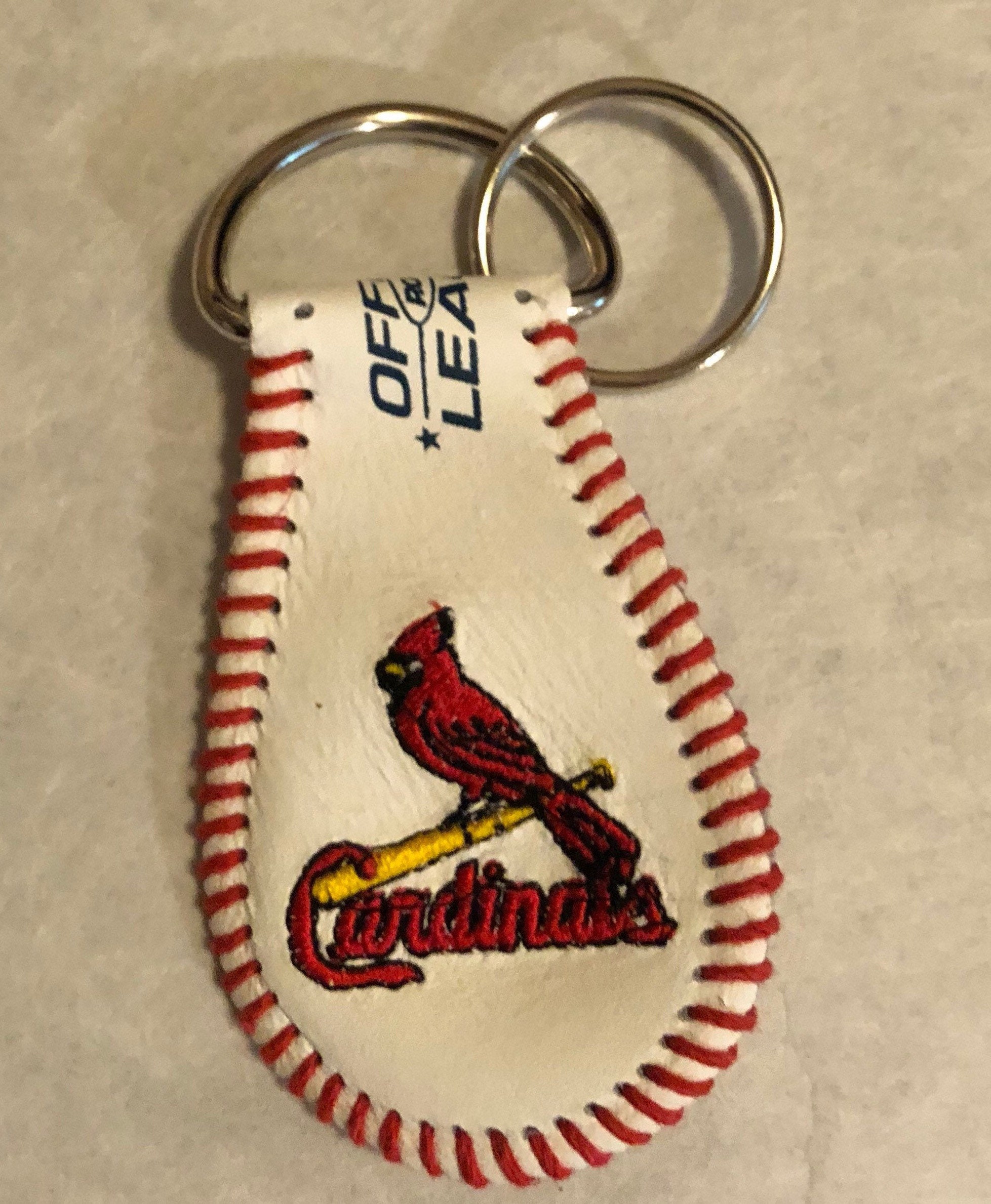 St Louis Cardinals Baseball Leather Keychain