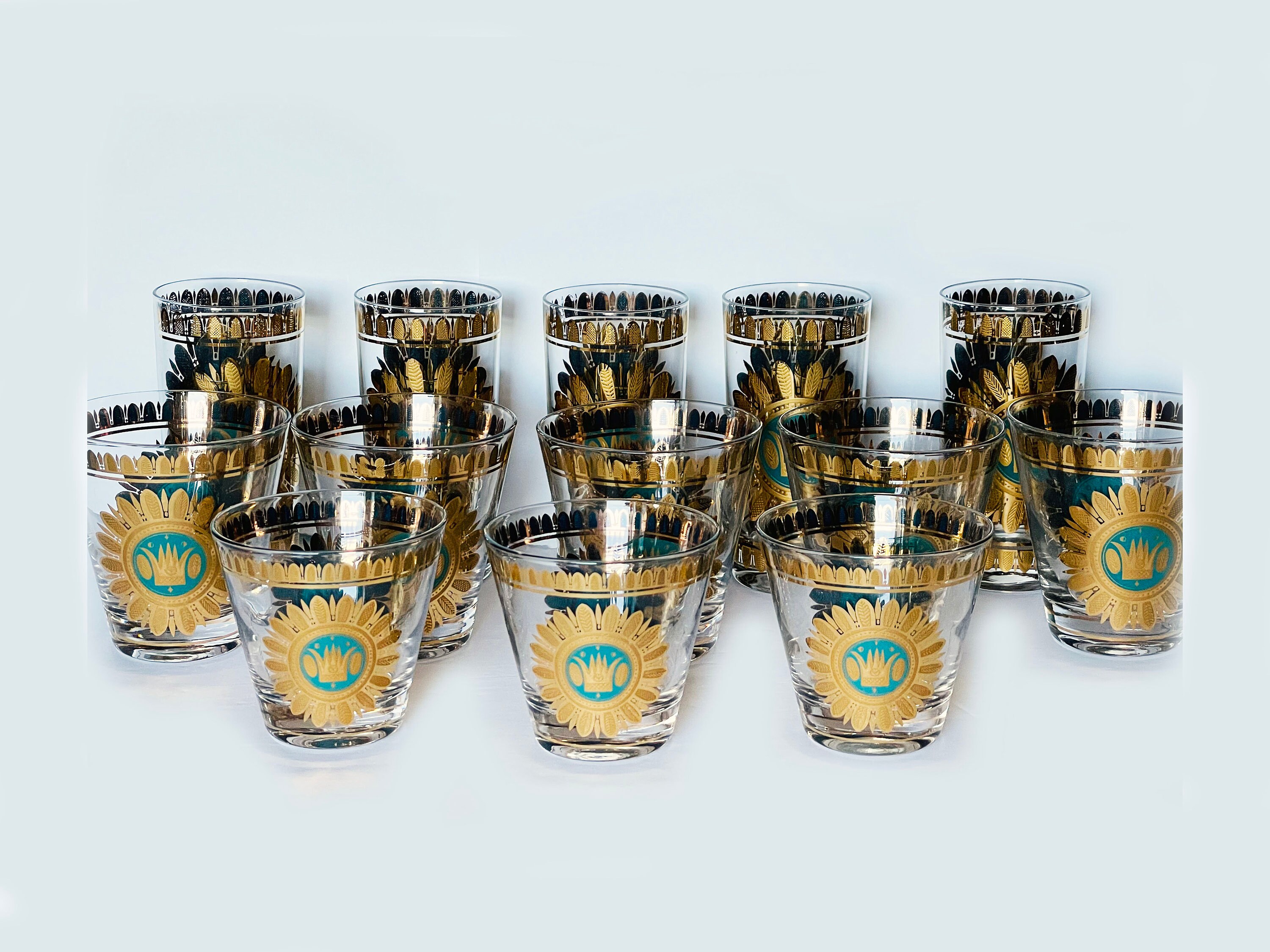 Mid Century Turquoise and Gold Drink Set – Duckwells