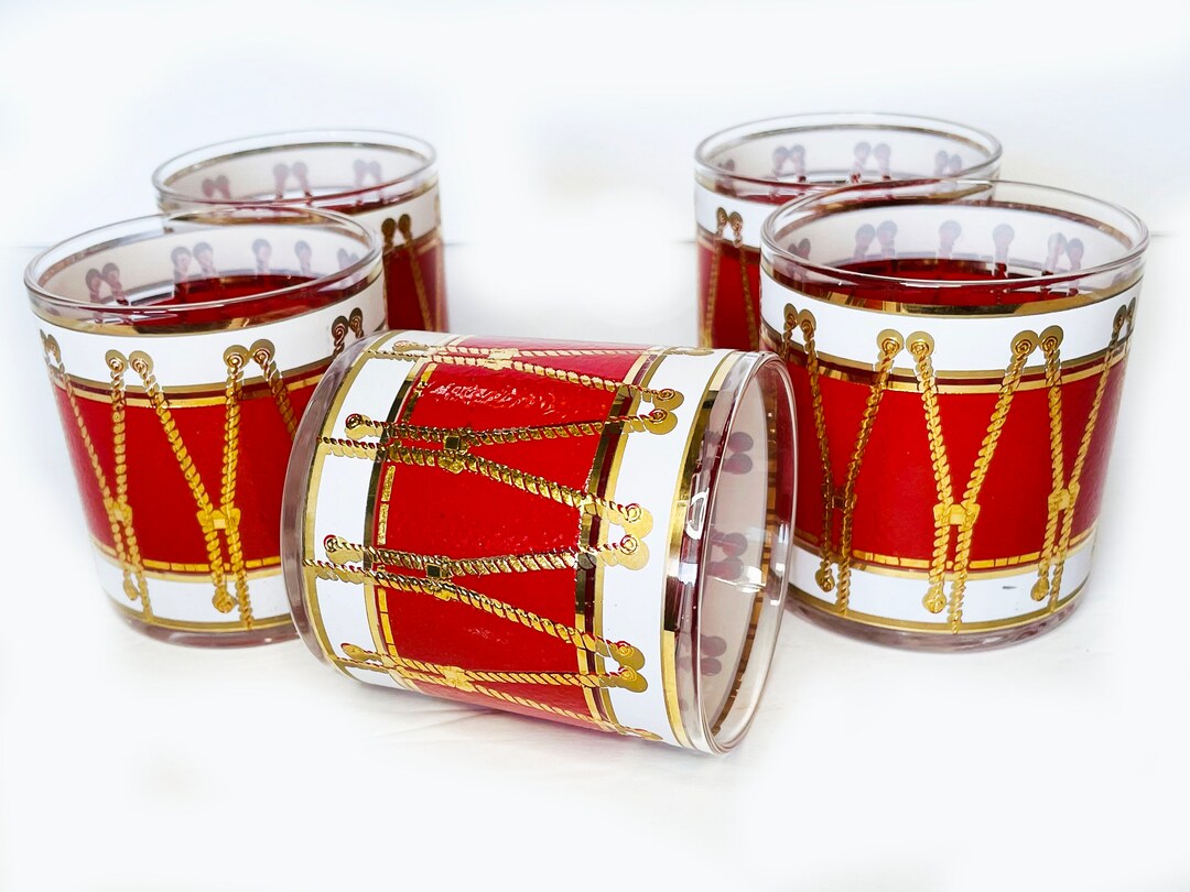 Midcentury Lowball Double Old Fashioned Cocktail Glasses Drum Etsy