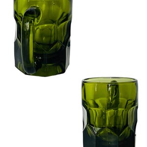 Midcentury Anchor Hocking Georgian Green Glass Mugs - Set of 6 bild 5