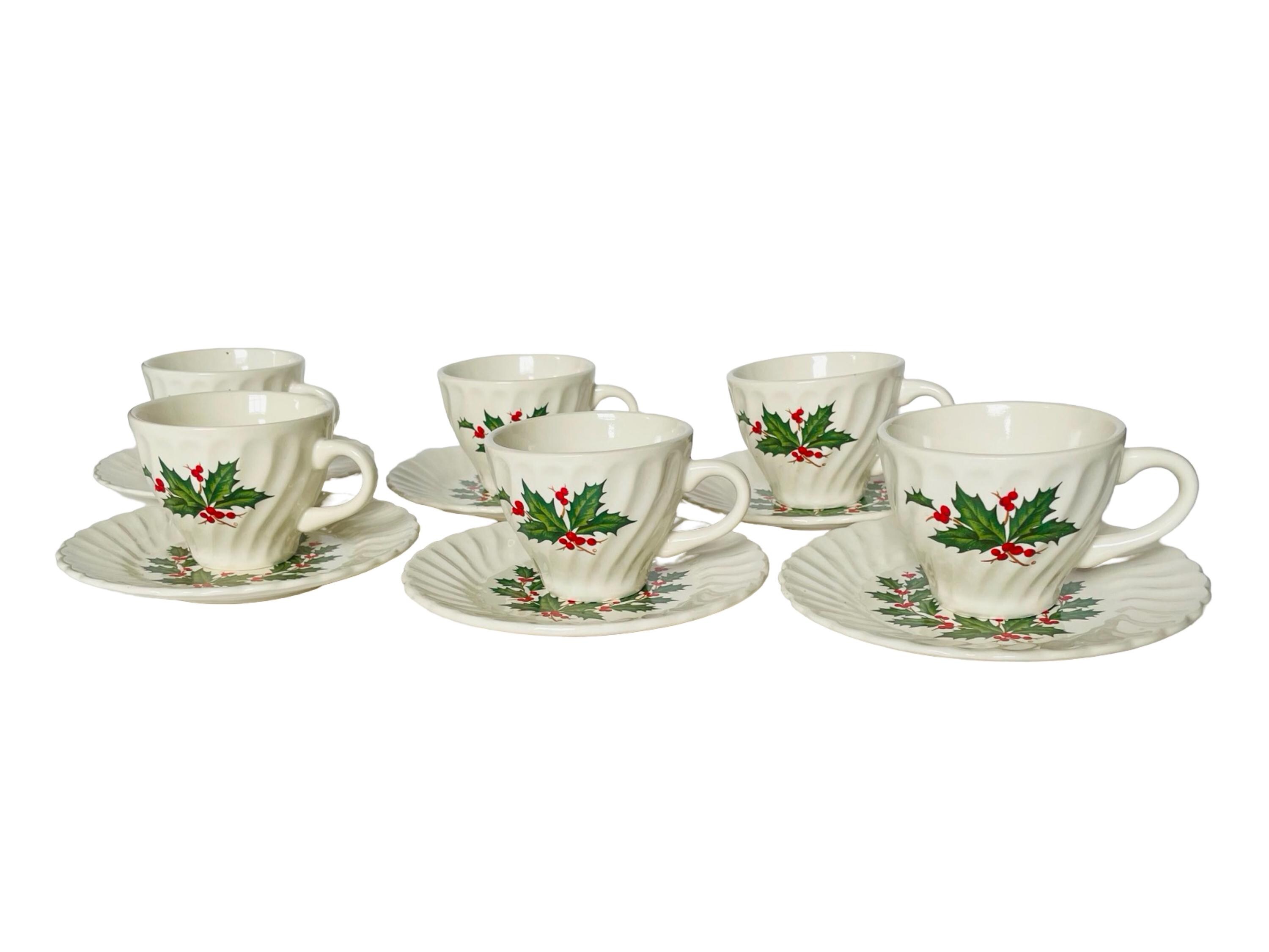 Juego de 5 platillos vintage SCIO Japan Holiday Holly Berry + repuesto
