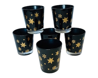 MidCentury Snowflake Starburst Rocks/ Old Fashioned Cocktail Glasses Atomic Era - Set of 6