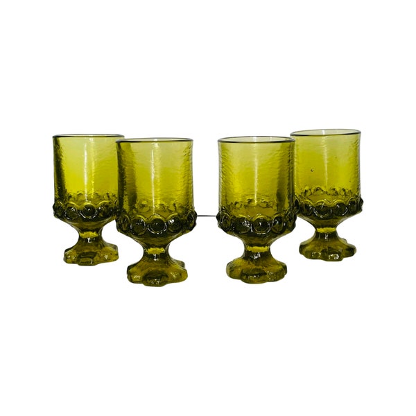 Vintage Tiffin Franciscan Madeira Green Stemmed Tumblers 1970s - Set of 4