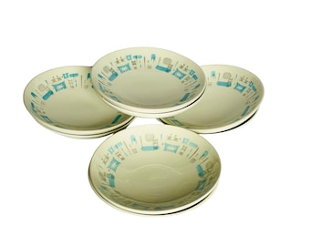 Royal China Blue Heaven Cereal /  Soup Bowls Atomic Midcentury - Sets of 2