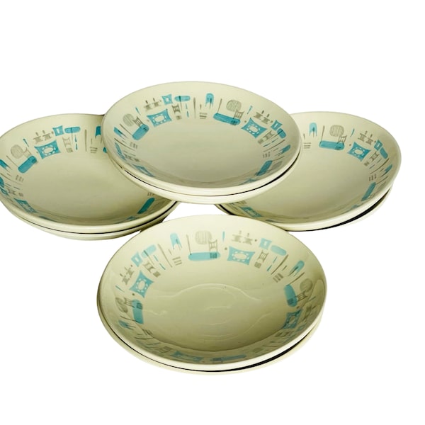 Royal China Blue Heaven Cereal /  Soup Bowls Atomic Midcentury - Sets of 2