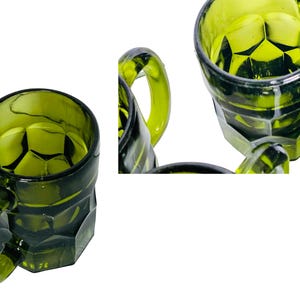 Midcentury Anchor Hocking Georgian Green Glass Mugs - Set of 6 bild 7