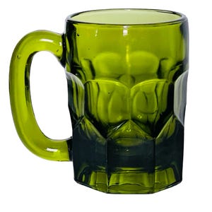 Midcentury Anchor Hocking Georgian Green Glass Mugs - Set of 6 bild 3