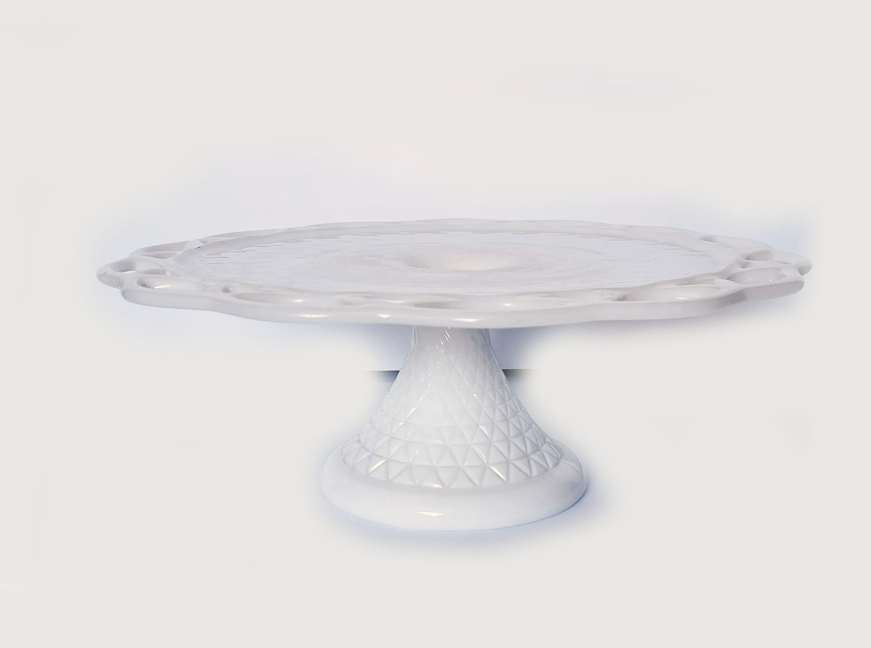 Imperial Glass Vintage Milk Glass Cake Stand Quilted Diamond Etsy