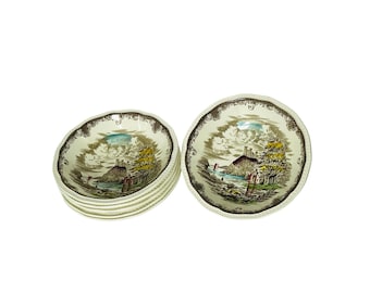 Vintage Shakespeares Sonnets Autumn Kensington Ironstone Bowls- Set of 6