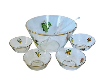 MidCentury West Virigina Glass Serving Bowl Small Bowls Fruit - 6 Piece Set