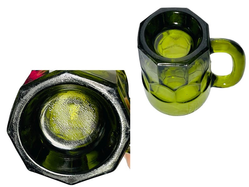 Midcentury Anchor Hocking Georgian Green Glass Mugs - Set of 6 bild 6