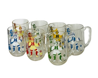 Vintage Hazel Atlas Hansel Gretel Glass Mugs Beer Mugs Set of 7