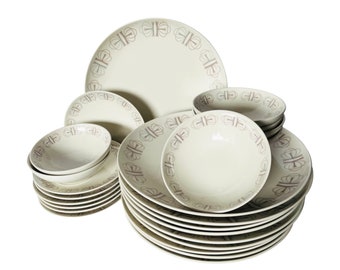 MidCentury Franciscan Whitestone Ware Geometric China Dinnerware Merry Go Round Plates Bowls - Open Stock