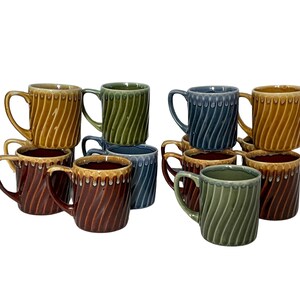 Vintage Drip Glaze Mugs Swirl Pattern Multicolored Japan - Various Sets