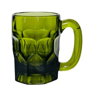 Midcentury Anchor Hocking Georgian Green Glass Mugs - Set of 6 bild 4