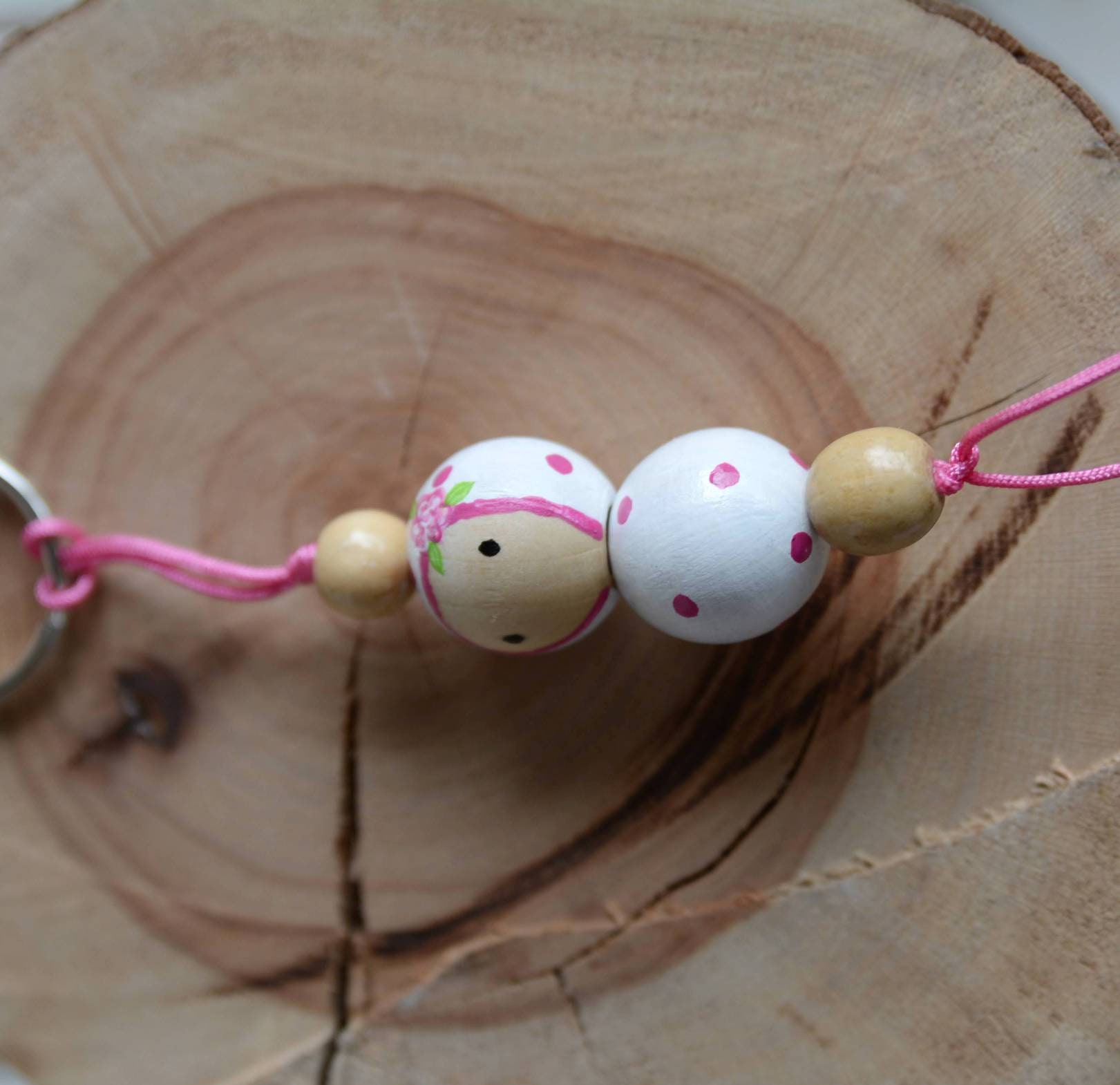 Wooden bead doll keychain. Girls keychain. Girls gift. Etsy