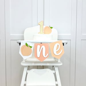 Peach 1st Birthday High Chair Banner and Optional Add on Matching Peach Cake Topper