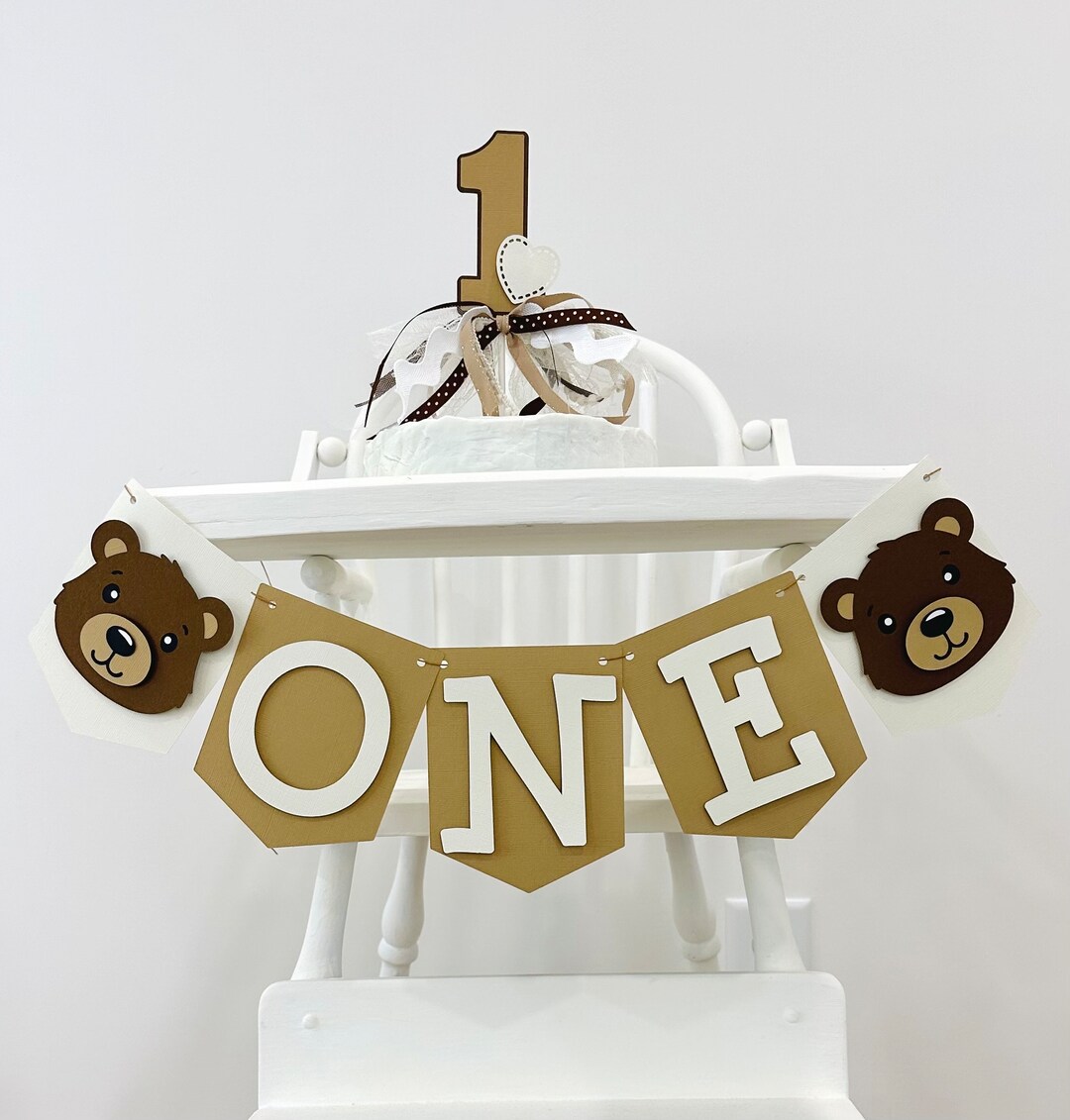 High Chair Banner Teddy Bear Birthday Party Beary First - Etsy
