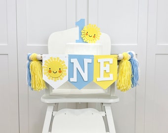 Sunshine 1st Birthday Boy High Chair Decoration, First Trip Around The Sun Birthday Party Tassel Banner, First Cake Smash Sun Photo Prop