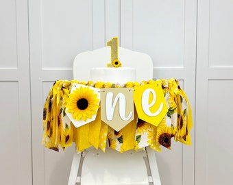 Sunflower 1st Birthday Girl Highchair Banner, Little Sunflower Fall Birthday Bunting Banner, Girl First Cake Smash, Birthday Photo Prop