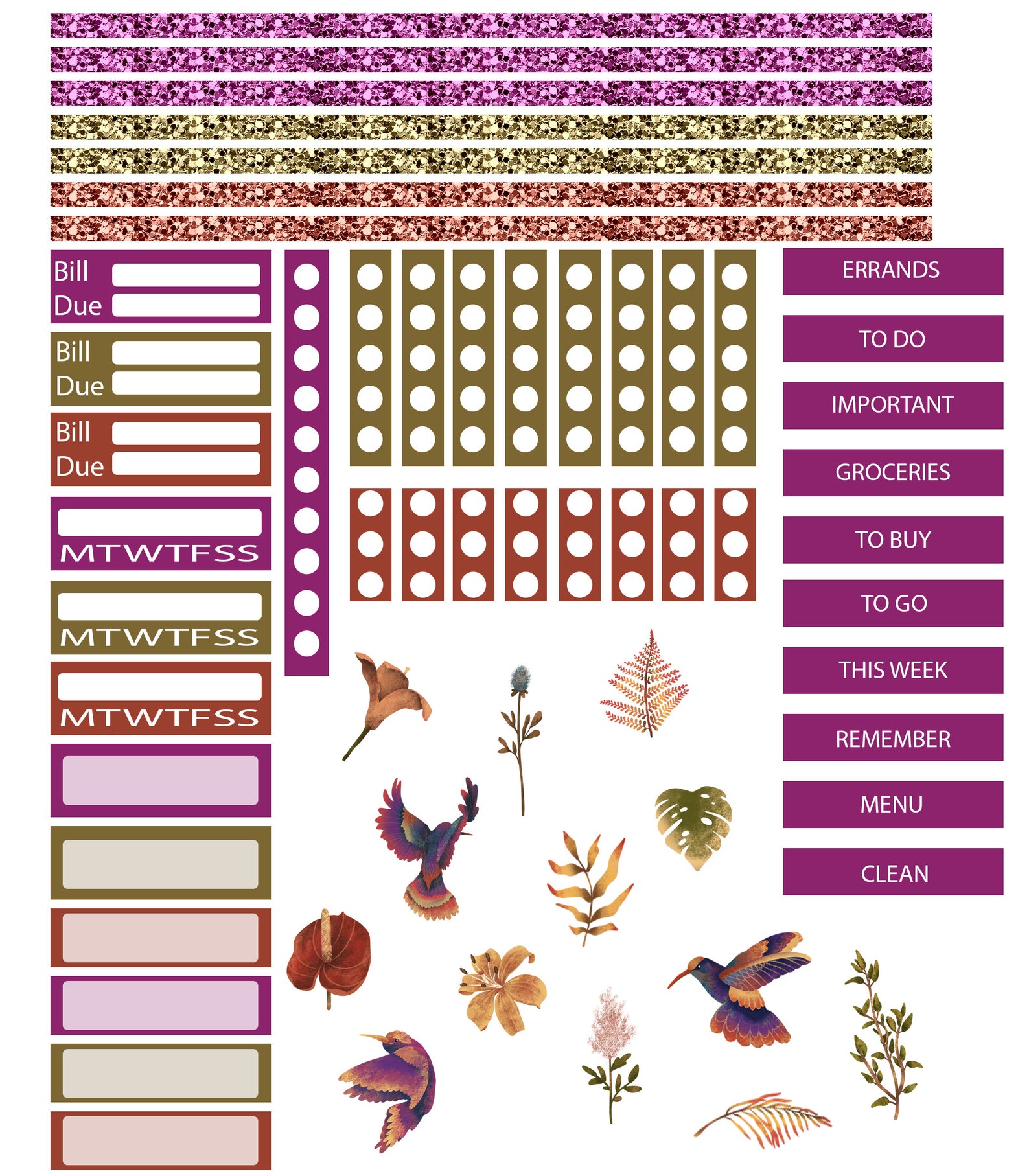 Juwel Ton Vögel 2 Seite Dashboard Sticker Kit | Etsy