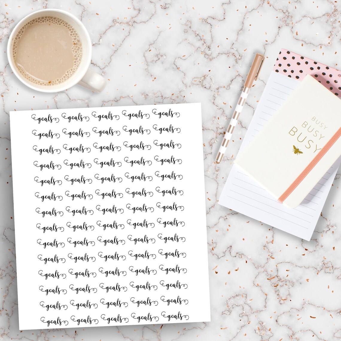 Cursive Script Goals Planner Stickers Etsy
