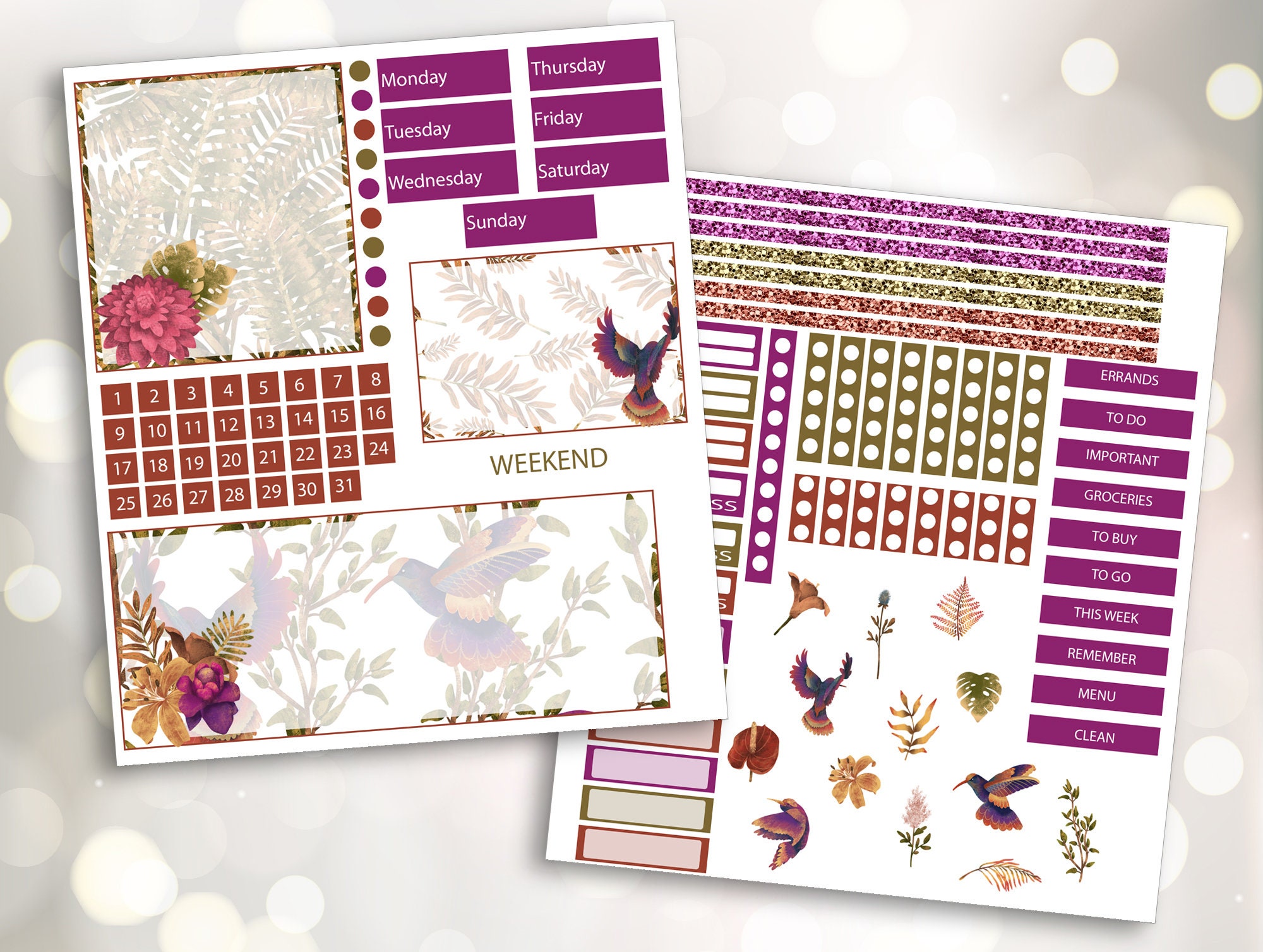 Juwel Ton Vögel 2 Seite Dashboard Sticker Kit | Etsy