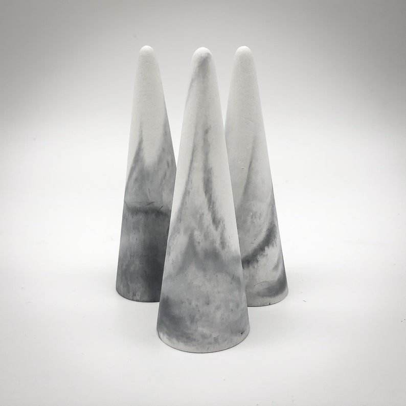 Concrete ring holder Ring holder Jewelry holder Ring cone set of three Marbled Ring Holder Jewelry display gift under 50 dollars