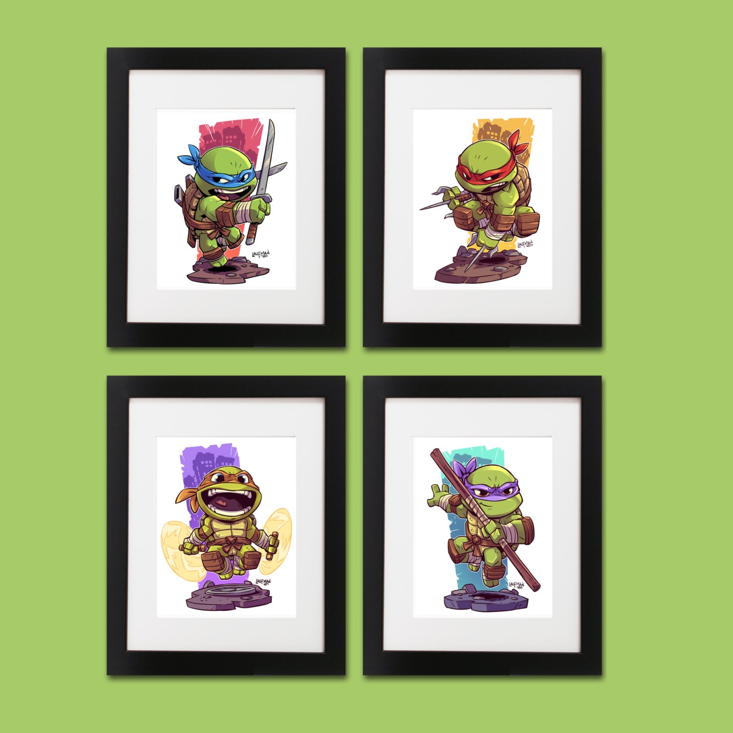 Teenage Mutant Ninja Turtles Wall Art Set of 4 Prints Etsy