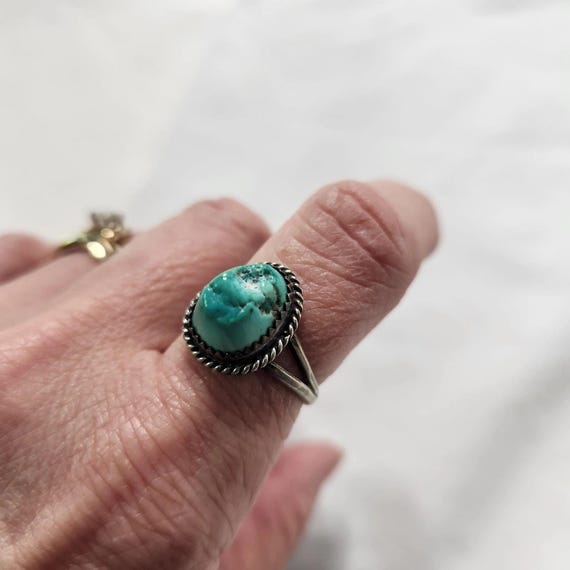 Southwest Style Sterling Turquoise Ring Handmade 7.5