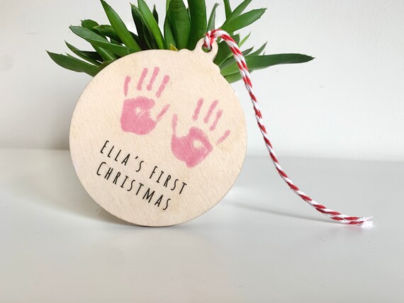 baby handprint christmas bauble