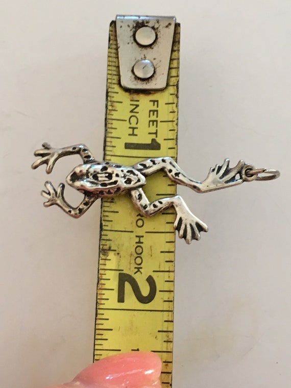Vintage .925 Solid Sterling Silver Frog Necklace … - image 4