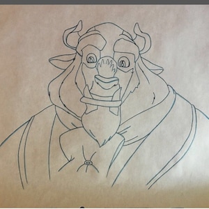 Original Disney Beauty And The Beast Animation Production Drawing 1991