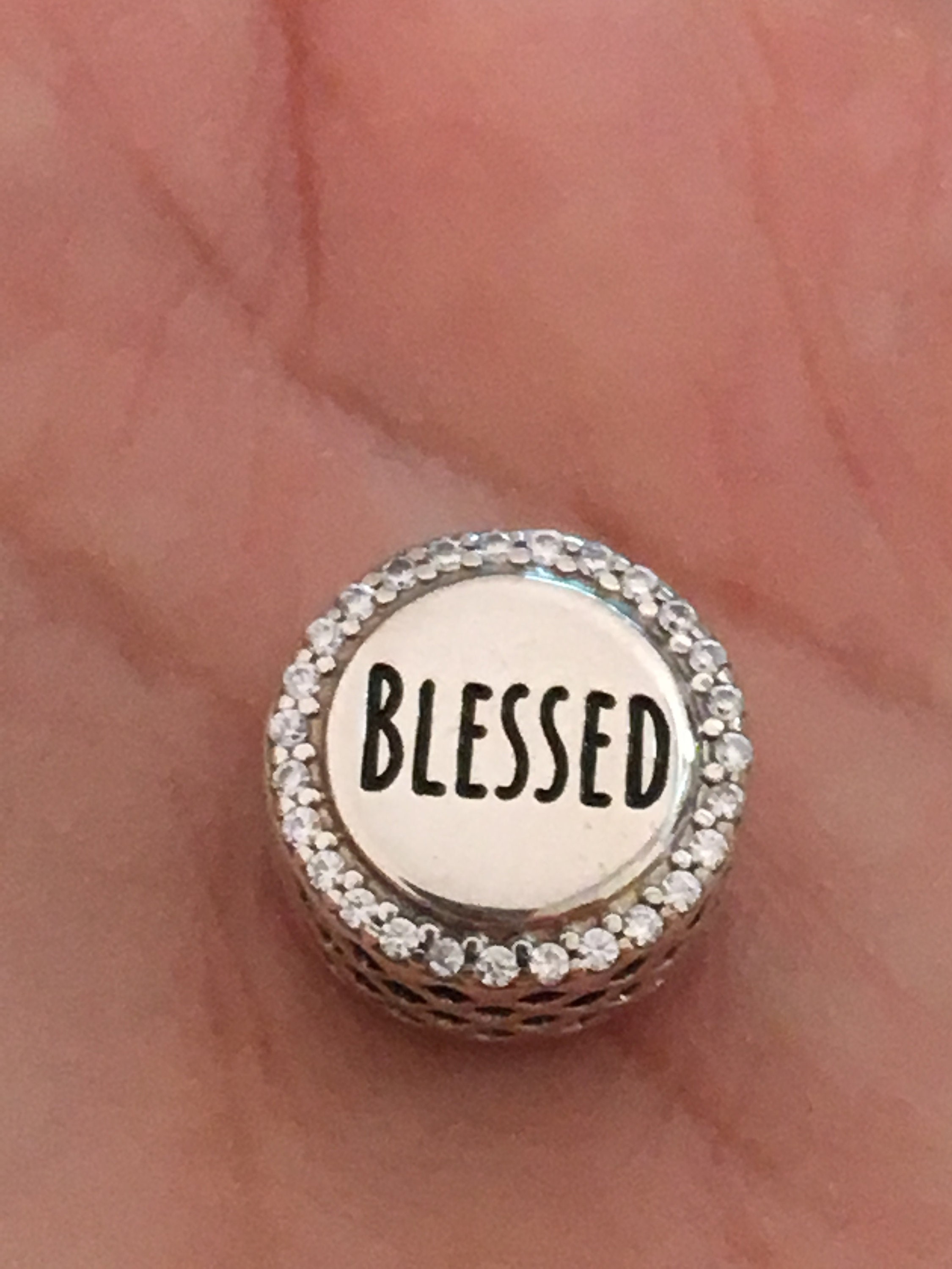 Genuine Pandora Blessed Silver Charm With Clear Cubic