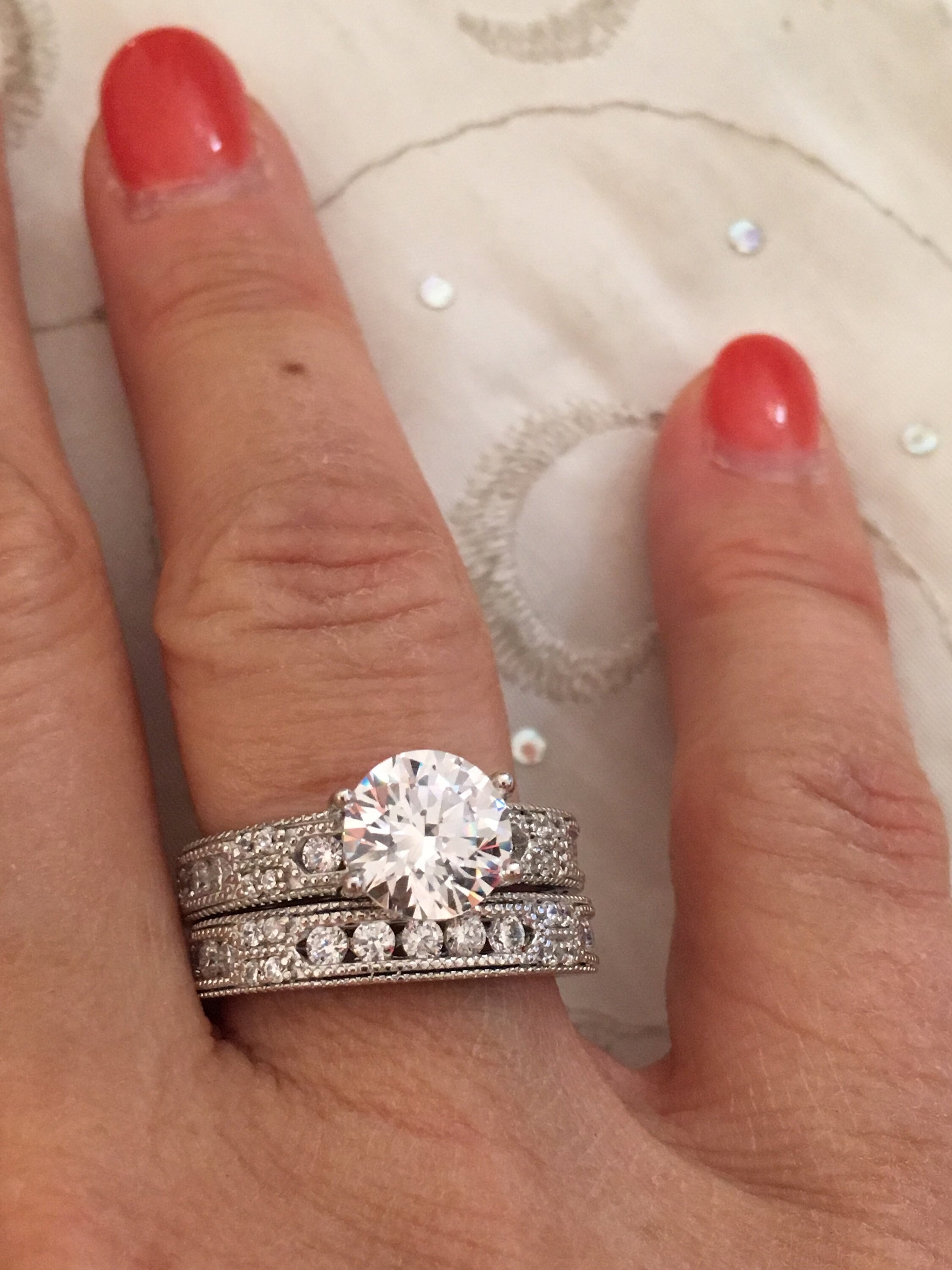 Argent Sterling Zircon Cubique Carré Fiançailles & Mariage