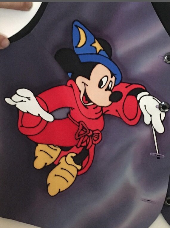 Disney Sorcerer's Apprentice Hand Painted Silk Ve… - image 2