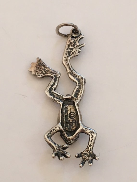 Vintage .925 Solid Sterling Silver Frog Necklace … - image 2