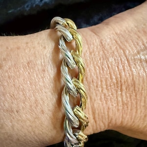 Vintage 18K Italian Two-Tone Gold Bracelet 7&quot;