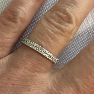 Set Of Two 14K White Gold Diamond Band Rings Size 6 1/2
