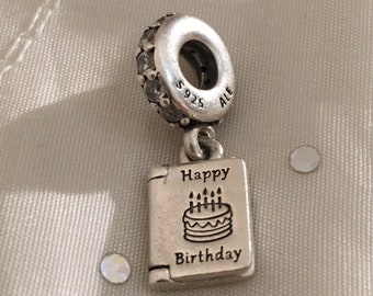 Genuine Birthday Wishes Sterling Silver Dangle Charm Clear CZ  791723CZ