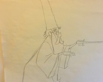 Original Disney The Sword In The Stone Animation Production Drawing Wizard Merlin 1963