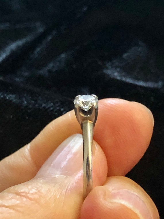 Vintage Solid 18K White Gold Diamond Split Engage… - image 3