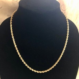 Solid 14K Yellow Gold Rope 20 1/2&quot; chain