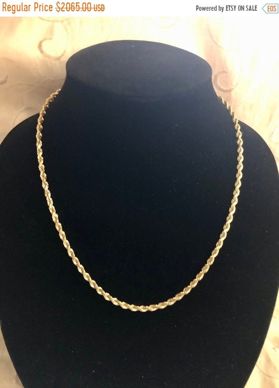 Solid 14K Yellow Gold Rope 20 1/2" chain