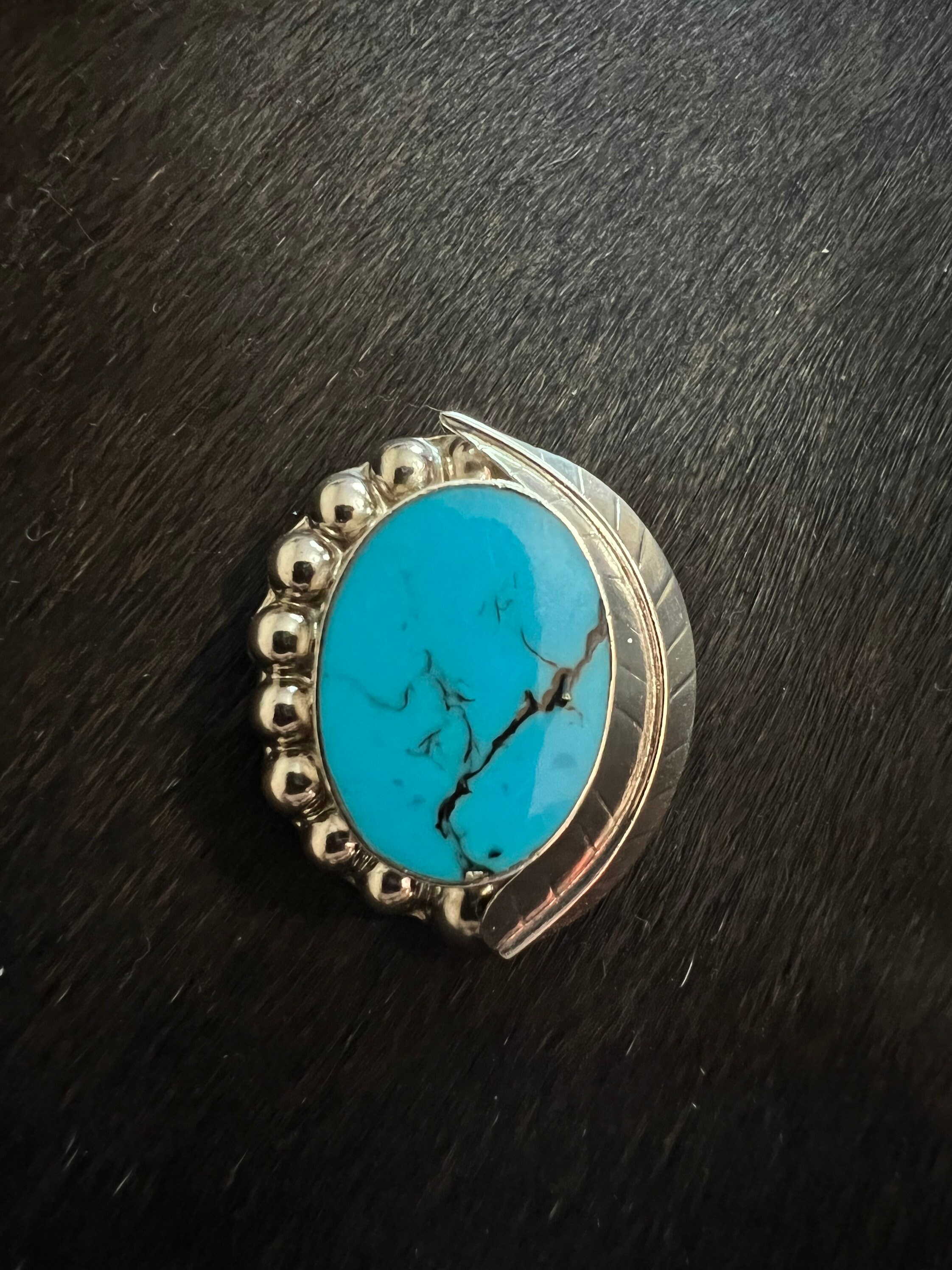 ヴィンテージ ブルー ブラック 縞模様 ターコイズ & スターリング