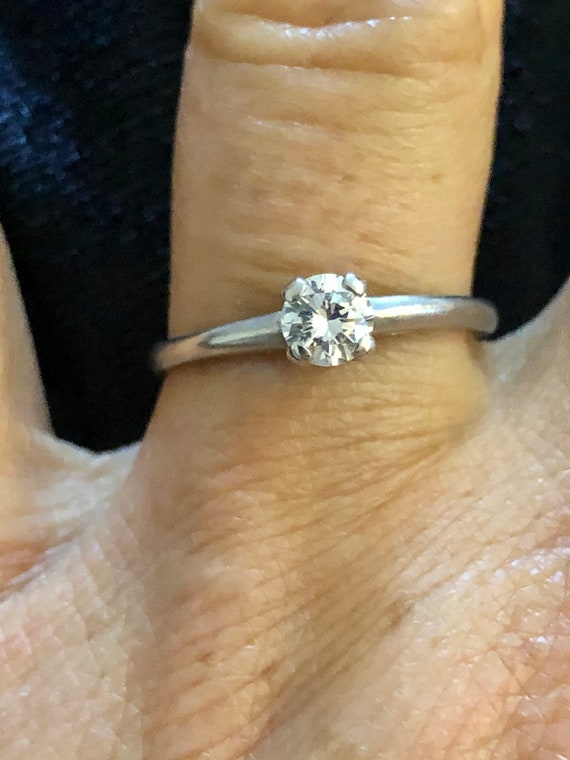 Vintage Solid 18K White Gold Diamond Split Engage… - image 1