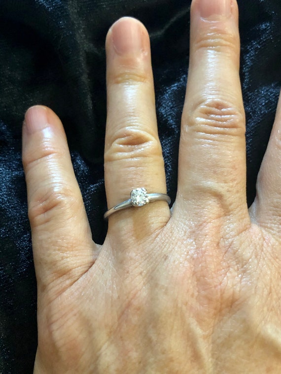 Vintage Solid 18K White Gold Diamond Split Engage… - image 2