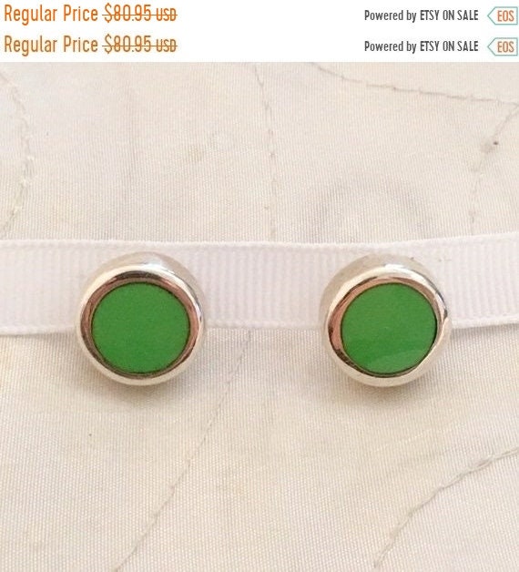 Vintage .925 Sterling Silver Lime Green Turquoise 