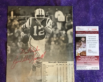 Joe Willie Namath Signed Photo JSA Certified Autograph Picture NY Jets 1969